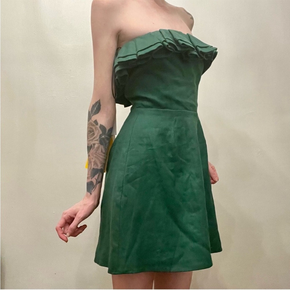 Reformation Reef Emerald Green Strapless Mini Bandeau Dress 0 NEW